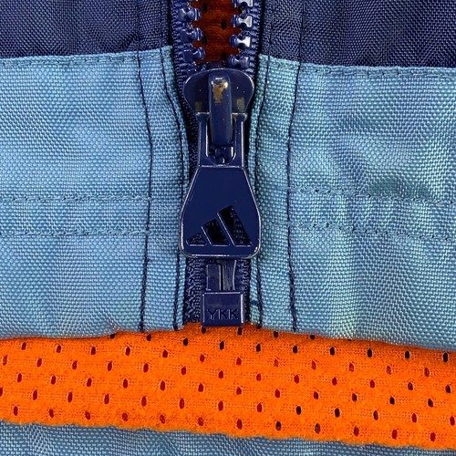 Vintage Adidas Jacket Youth Large Blue Rain Windbreaker Hooded Track Sports - Picture 10 of 16