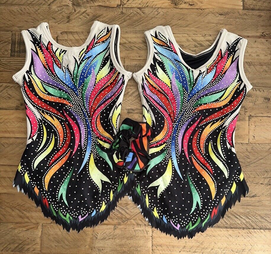 Arco Iris Niñas Falda Gimnasia Acro Competición Leotardo Rítmico Aeróbicos