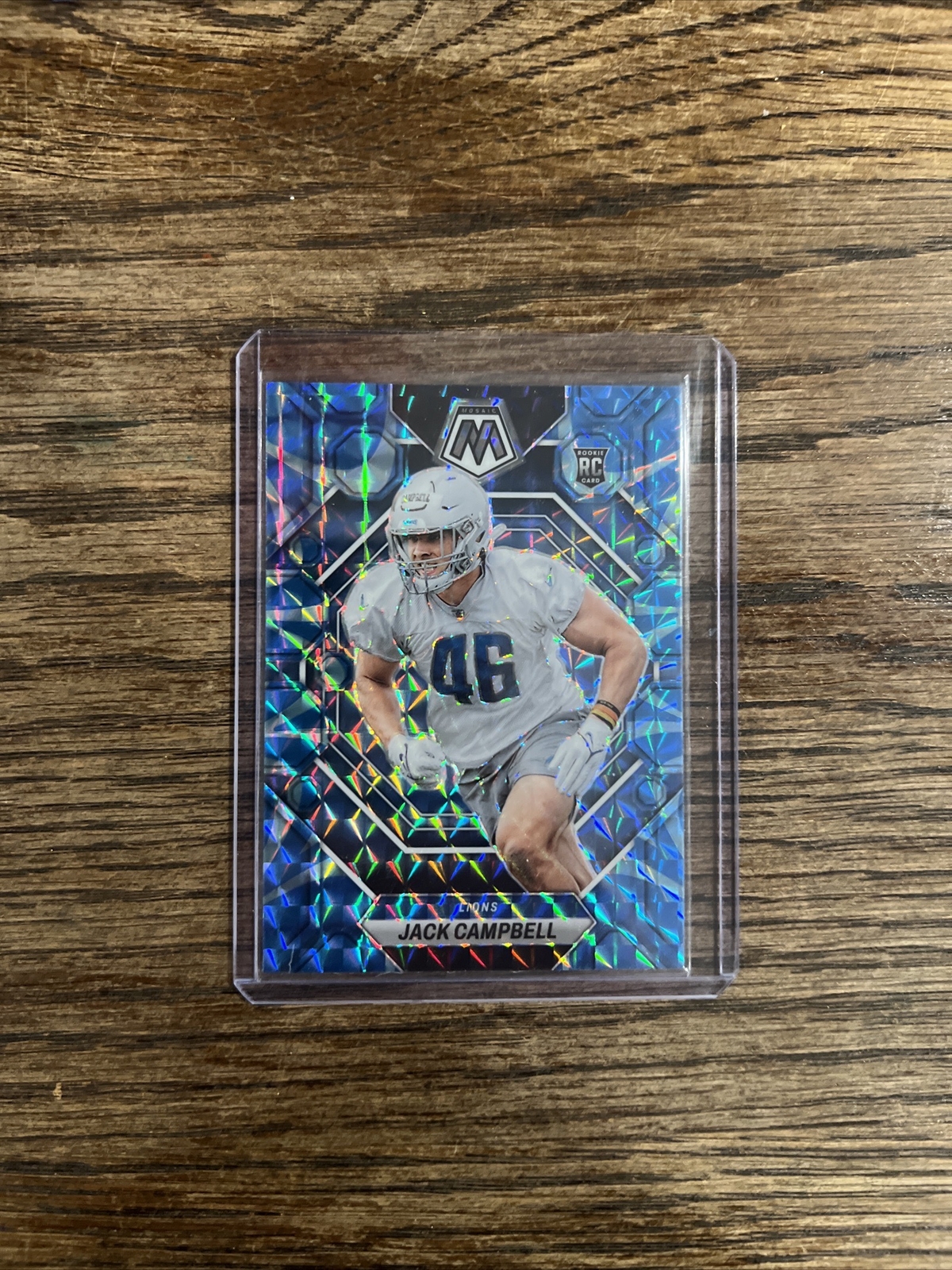 2023 Mosaic Football #323 Jack Campbell RC Reactive Blue Mosaic Prizm Lions