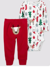 NEW Just One You Carter's 2 Piece Reindeer Christmas Print Outfit Size 6 Months