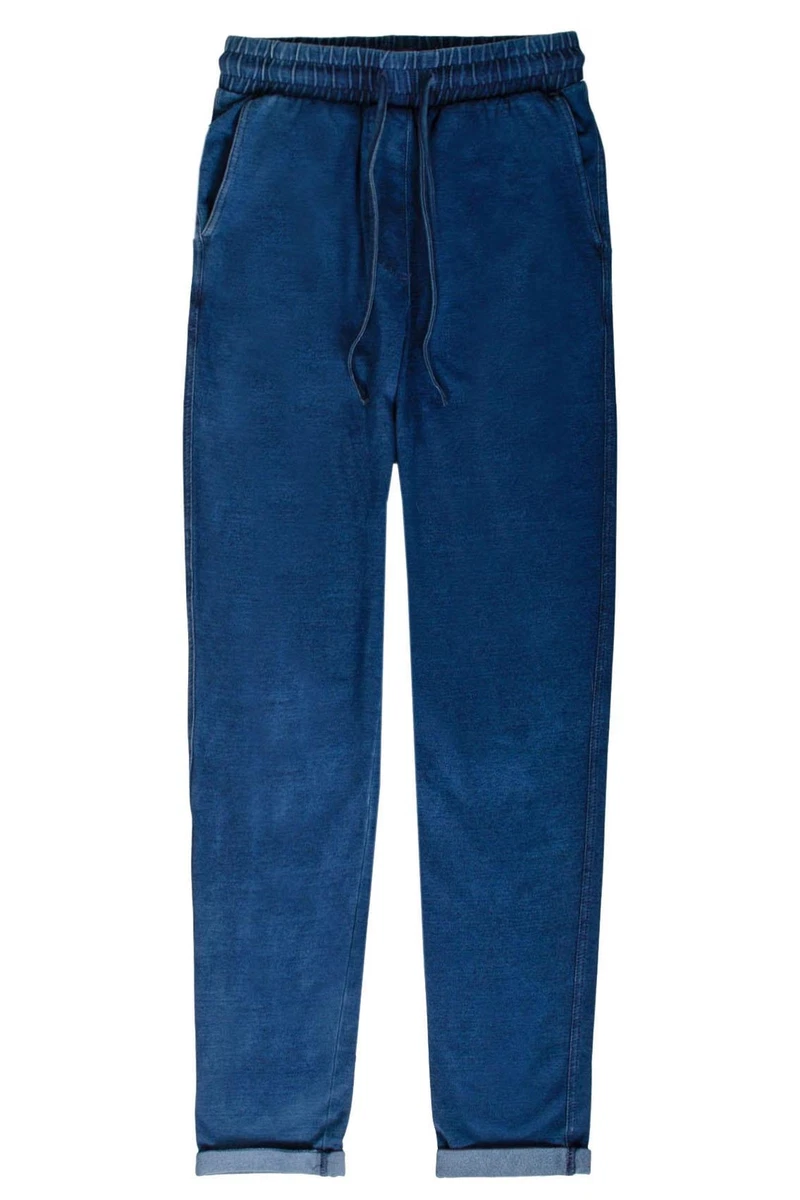 M S Jersey Denim Joggers Ankle Grazer Lounge Pants Casual Taper