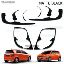 Matte Black Head Tail Lamp Lights Cover Fit Chevrolet Sonic Hatchback Aveo 12-16