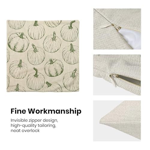 Fall Pillow Covers 18 x 18 Set of 2 Green Pumpkin 18x18inch Green-pumpkin-1 - Bild 7 von 7