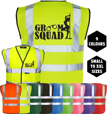 CORPORATE TOGS GROOM SQUAD Stag Do Party Wedding Groom Night Hi-Vis Vest T-Shirt Funny Printed