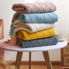 Sofa Office Knitted Bed Soft Warm Cozy Throw Blanket 130 X 200cm Single