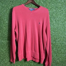 Polo Ralph Lauren Sweater Mens Large V Neck Faded Red Pullover