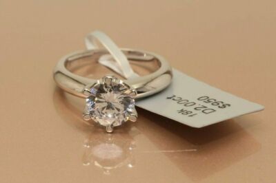 2 CT ROUND CUT DIAMOND SOLITAIRE ENGAGEMENT RING 14K WHITE GOLD Finish ...