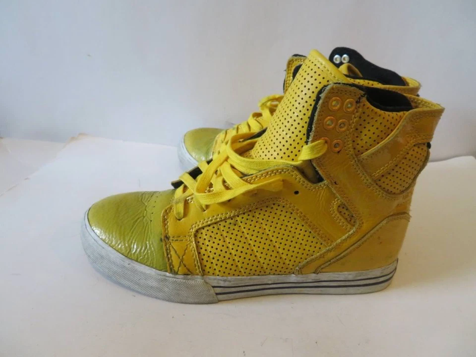 UNSIEX SUPRA MUSTARD 闪亮皮革高帮运动鞋 - 女式(8 1/2)/男士(6.5) — 第 3/4 张图片