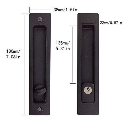 7.1” Privacy Pocket Door Lock HardwareInvisible Door Lock Handle with KeysRec... - Picture 2 of 7