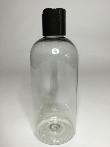 Leere 250 ml PET Kunststoff klare Boston Flaschen und schwarzer Scheibendeckel *BELIEBIGE MENGE* - Bild 3 von 4
