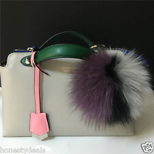 Brandy Melville Fuzzy Fur Ball Pom Pom Keychains Backpack Charm 2 Pc Lot Gray