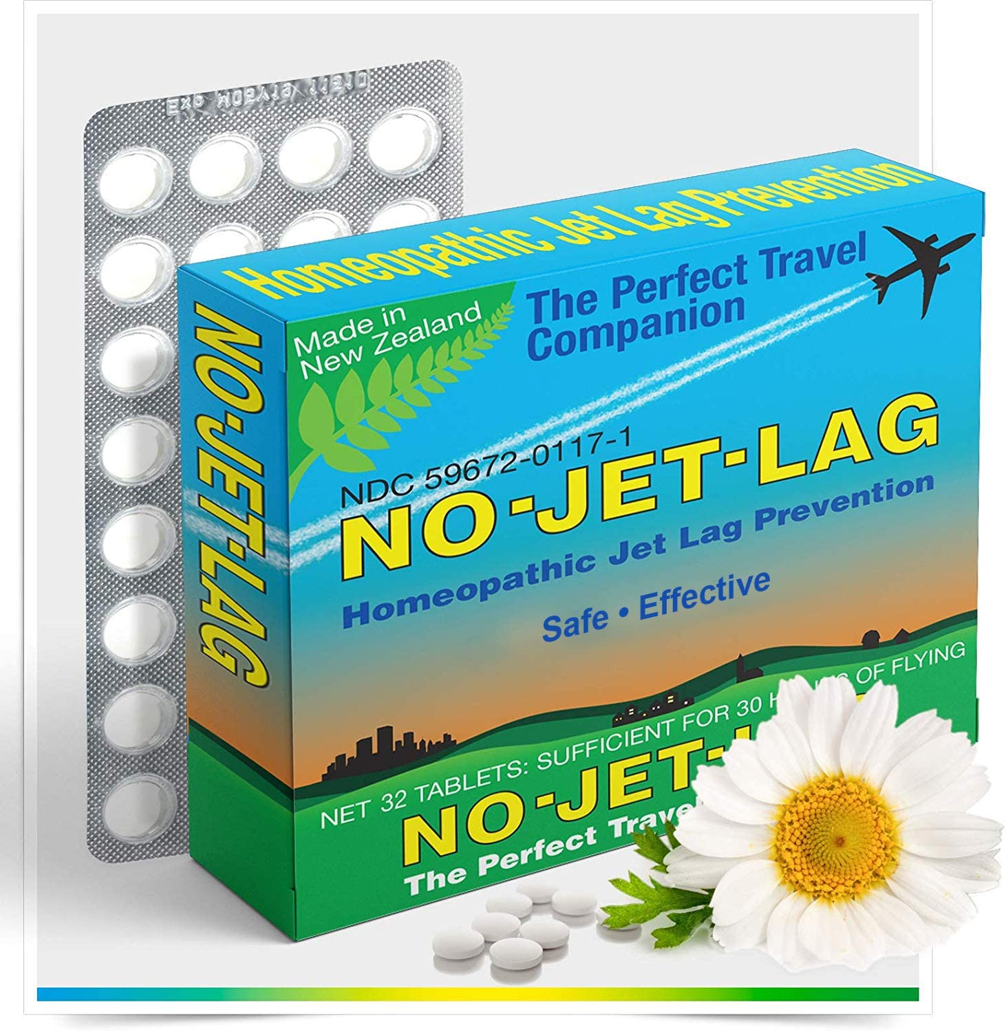 No Jet Lag Homeopathic Remedy 32 Chewable Tablets, PlantBased Jet