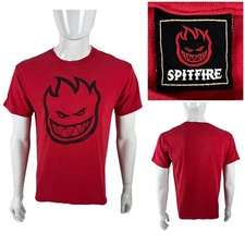 Spitfire Men Medium Shirt Fire Big Logo Skateboard SB Tee Red Vintage Streetwear
