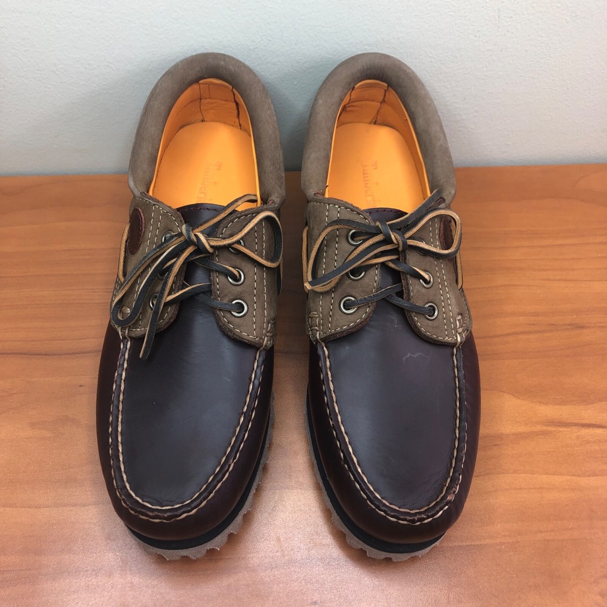 Timberland Authentics Mens Sz 8.5 3-Eye Boat Shoe 'Root Beer' Full