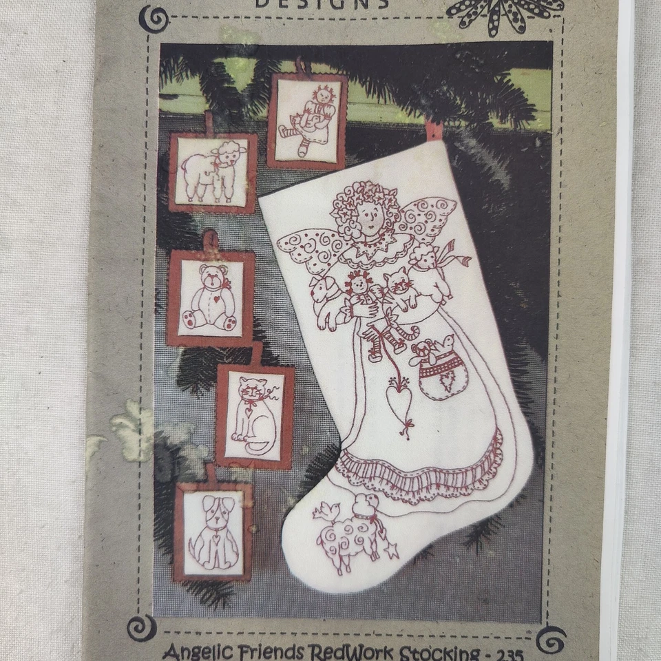Angelic Friends Stocking Christmas Seasonal Holiday Stitchery Template 16" Tall - Image 2 of 4