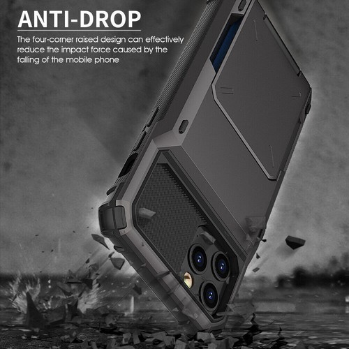 For iPhone 11 12 13 14 Pro Max Slim Shockproof Phone Case with Card Holder Cover - Picture 5 of 14