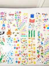 Vintage Mrs. Grossman sticker's by the yard sheet set 28 toys hearts food party