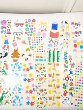 Vintage Mrs. Grossman sticker's by the yard sheet set 28 toys hearts food party