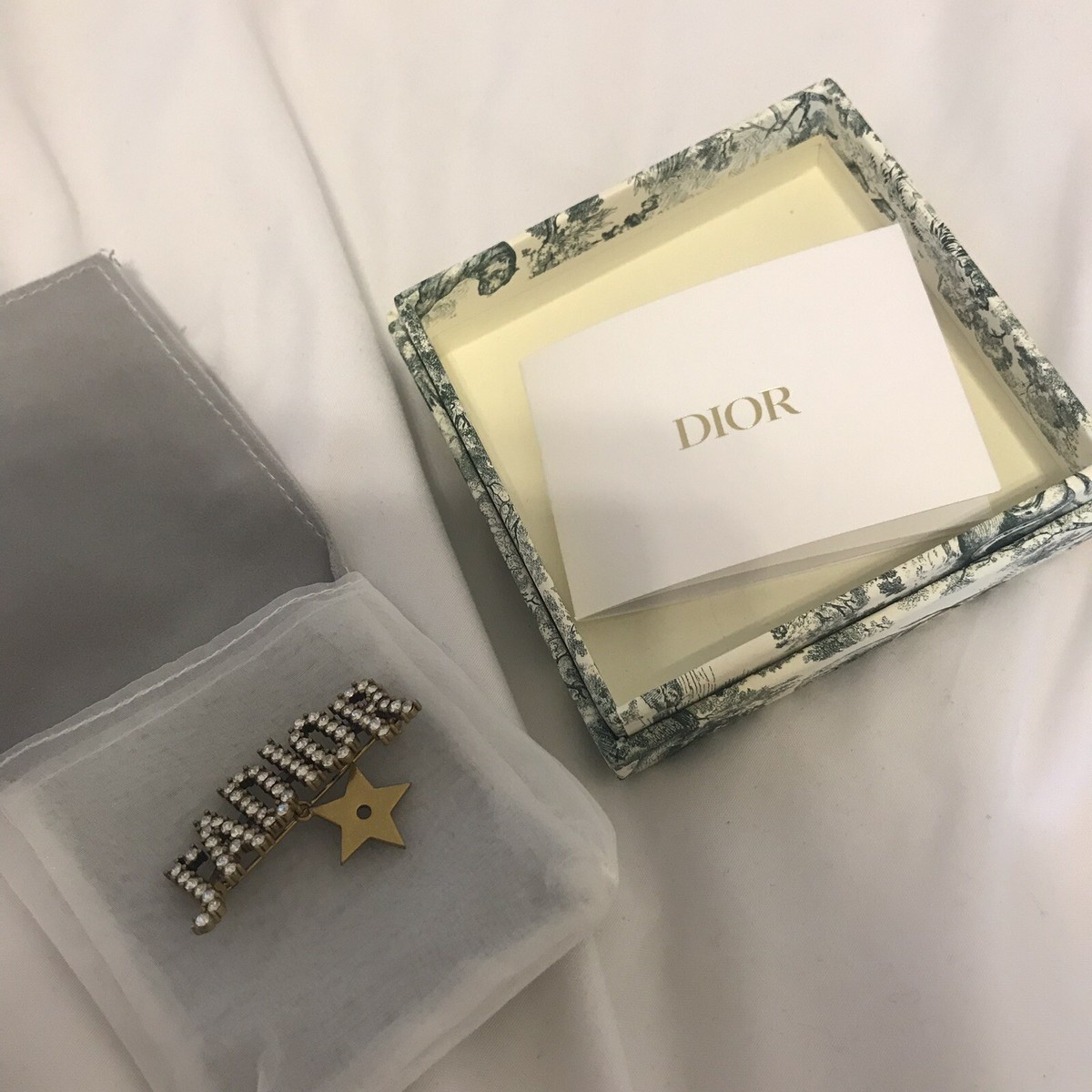 Christian Dior J'adior Crystal Diamonte Gold Star Pin Brooch Christian Dior J'adior Crystal Diamonte Gold Star Pin Brooch