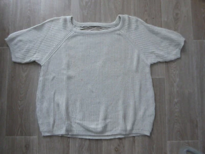 Pull Coton Manches Courtes Beige / Doré Et Dos Fantaisie Pull & Bear - L - Photo 1/4