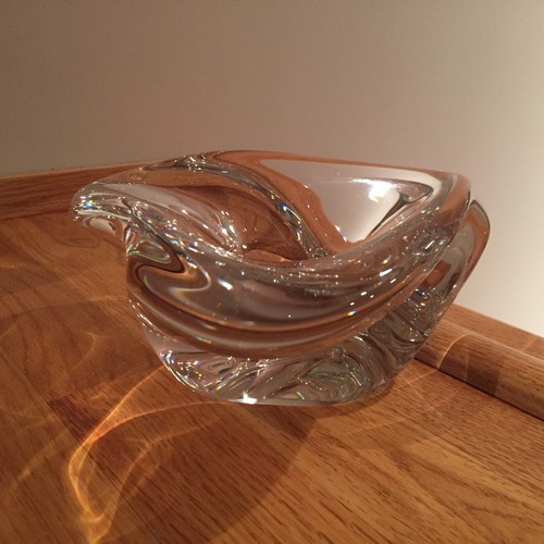 Tazón de vidrio artístico trenzado triangular St Louis Crystal France Caravelle MCM ~ COMO NUEVO - Imagen 8 de 12