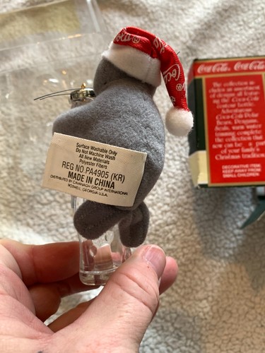 Coca-Cola Contour Bottle Collection Plush Seal Christmas Ornament 1998 VTG - Picture 4 of 11