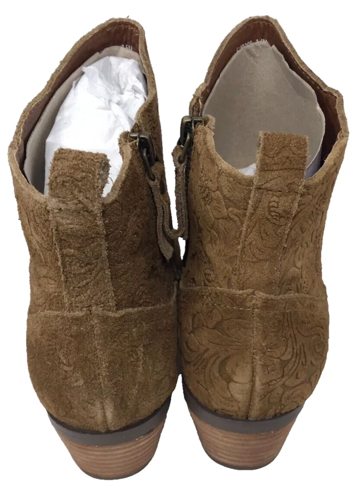 Botines Yellowbox para mujer de gamuza en relieve florales con cremallera marrón talla: 7,5 128P Foto 4 de 4