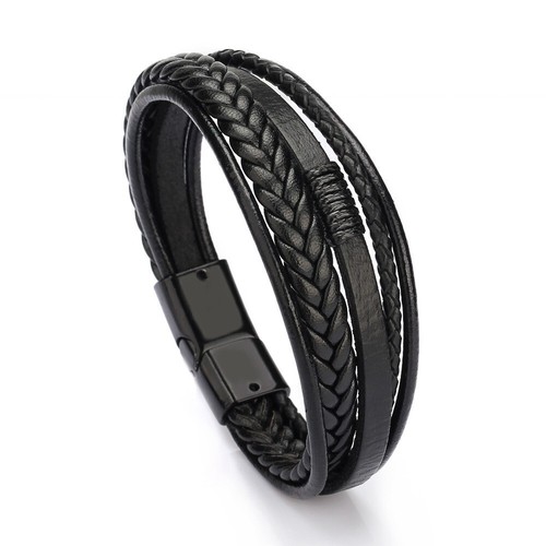 Mens Leather Bracelet Handmade Braided Wristband Clasp Bracelet Jewelry Fashion - Picture 7 of 9