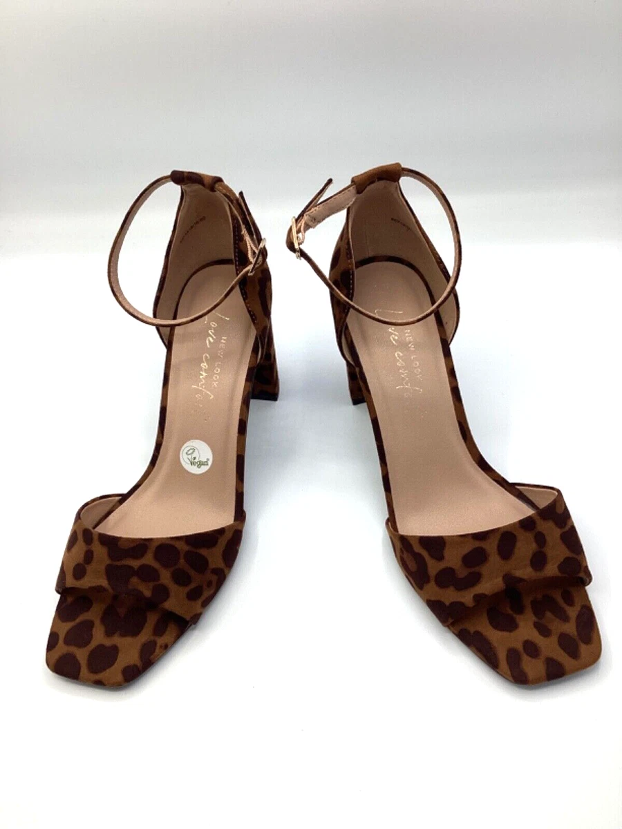 New Look Womens Ladies Leopard Print High Heel Ankle Strap Sandals