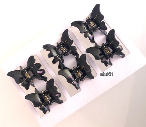 6 Black Brown Butterfly Mini Small Hair Claw Clamps Clips Grips Accessories - Picture 16 of 40