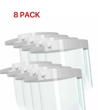 FACE SHIELD REUSABLE PROTECTION MASK COVER INDUSTRY SAFETY ANTI SPLASH--8 Pack