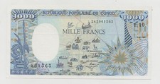 CONGO 1000 FRANCS 1991 PICK 10C AUNC UNC-