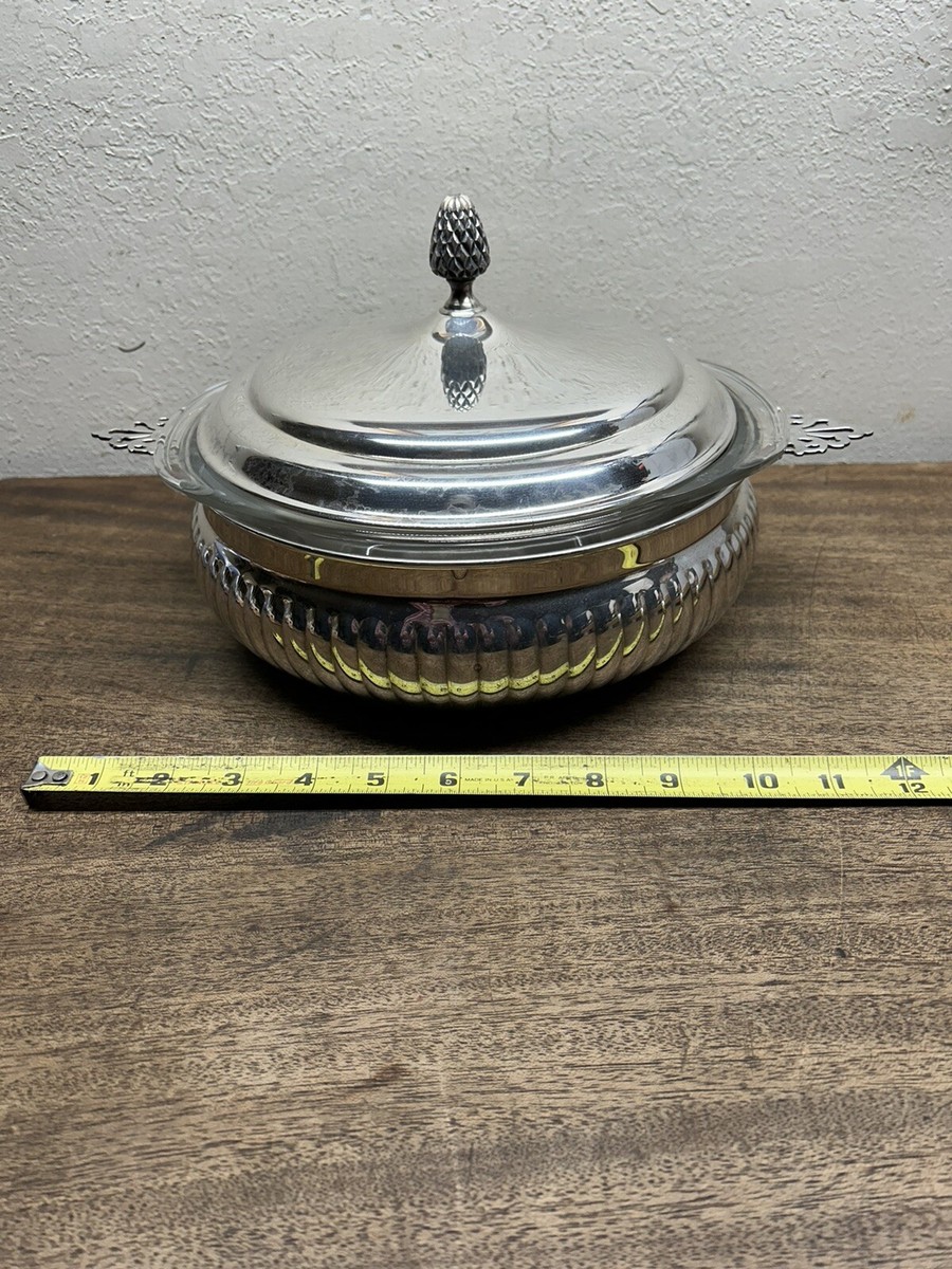【Sheffield Silver Co.】 ワイントレー 35cm Vtg. Sheffield Silver Company Silverplate Covered Casserole Dish w