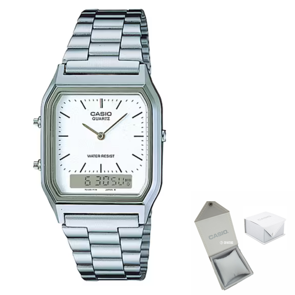 Casio New AQ-230A-7D Retro Digital Analog Alarm Mens Watch AQ230