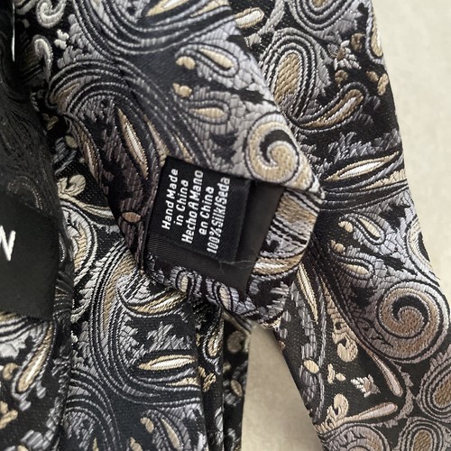 Van Heusen Mens Tie Blue Black Beige Geomatic One Size Silk Classic Designer - Picture 6 of 9