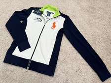 Ralph Lauren Mujer XS Azul Marino/Blanco Cremallera Completa Sudadera US Open Big Pony Tenis