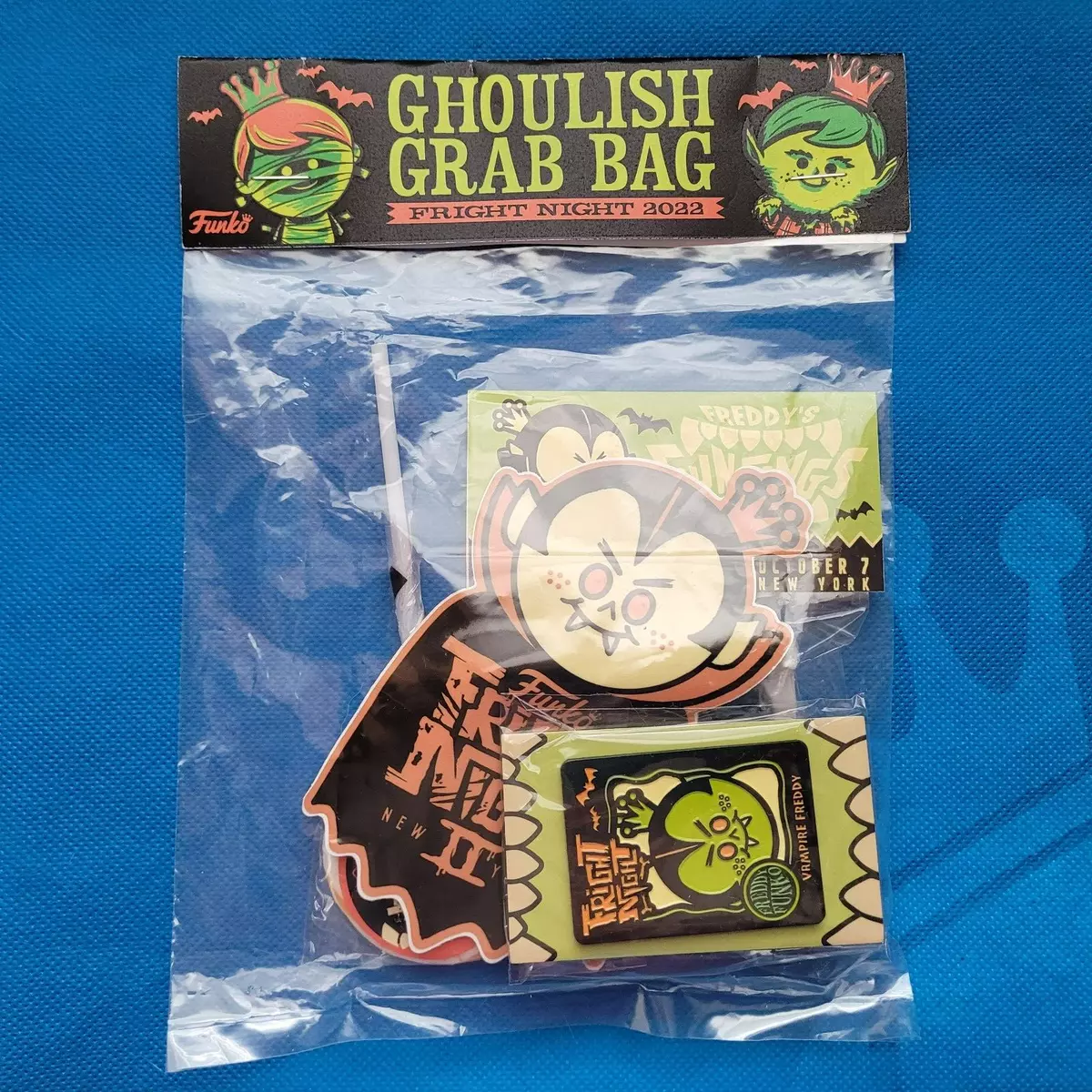 FUNKO FRIGHT NIGHT II 2022 GHOULISH GRAB BAG NYCC - PIN & ORANGE VAMPIRE  STICKER | eBay