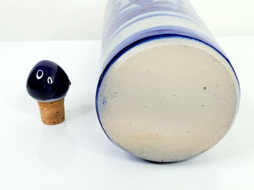 Botella de colección esmaltado de sal gris cobalto azul cobalto recipiente y tapón de piedra - Imagen 11 de 11