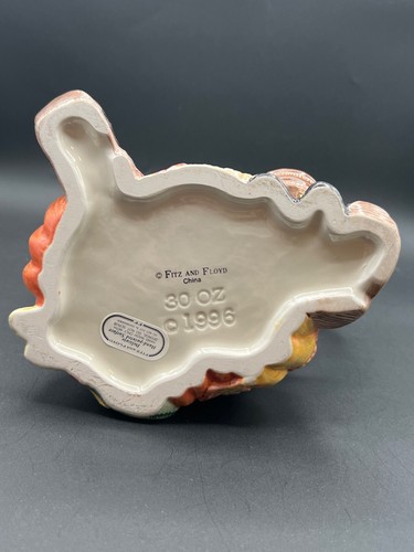 Teiera Spaventapasseri Fitz & Floyd 1996 con Corvo Raccolto Autunno Ceramica Dipinta a Mano - Foto 7 di 8