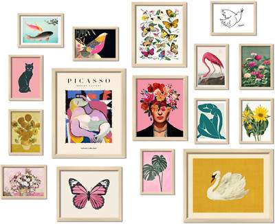 16 PCS Eclectic Wall Art Set - Modern Maximalist Prints for Home Decor