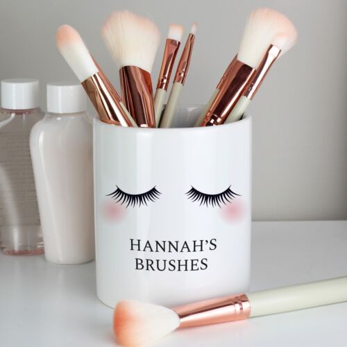 Personalised Make-up Brushes Storage Pot Eyelashes Ceramic Beauty Gift Container - Picture 1 of 5