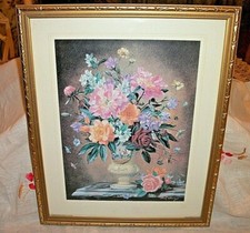 ALBERT WILLIAMS Stampa Vaso di FIORI Cornice Oro Natura Morta dall'Inghilterra