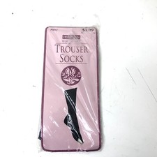 Vintage Trouser Sock Navy Perfection Nylon One Size