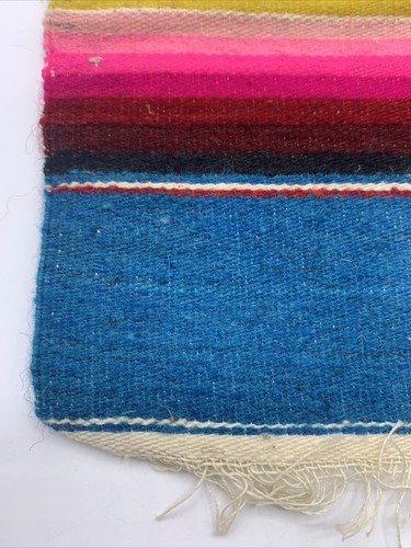 Vintage Mexico Saltillo Runner Centre Piece Mat 19" x 9.75" Signed Woven Wool - Picture 3 of 7