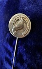 Vintage Silver Tone Horse Head Inside Lucky Horseshoe Stick Pin