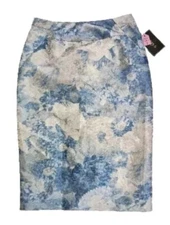 Jess. C Paris Brocade Pencil Skirt Blue Floral Made In USA size 2 NWT!