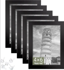 5 Pcs Picture Photo 4X6 Frames Wall or Tabletop Display Gallery Black Painting