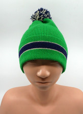 VTG Vermont Originals Wool Toboggan Ski Hat Beanie 100 Wool Winter Pom Pom