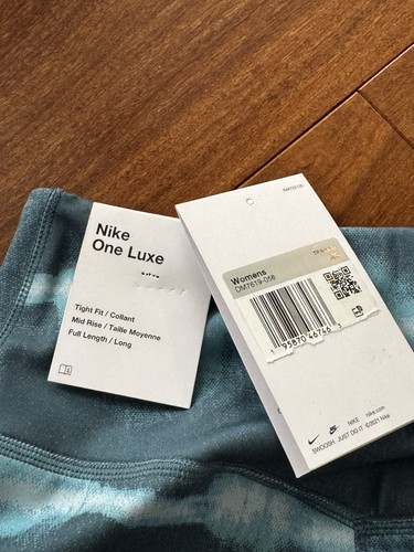 NIKE Women's ONE LUXE MID-RISE Tight Fit 7/8 LEGGINGS, XS NWT Aqua Orange - Picture 10 of 11
