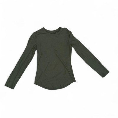 Olive Green Ribbed Long Sleeve Top by No Boundaries, Girls Large (11-13)